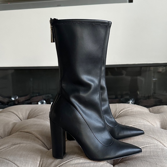 Guess Sleek Black Heeled Boots - Picture 1 of 8
